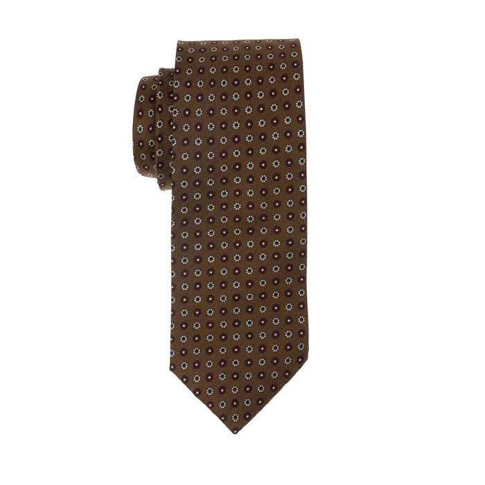 Krawat jedwabny brązowy we wzory EM 5