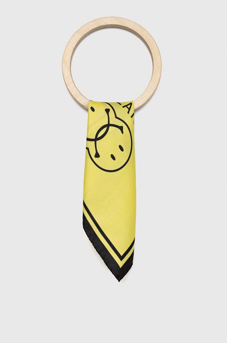 Moschino poszetka jedwabna x Smiley kolor żółty