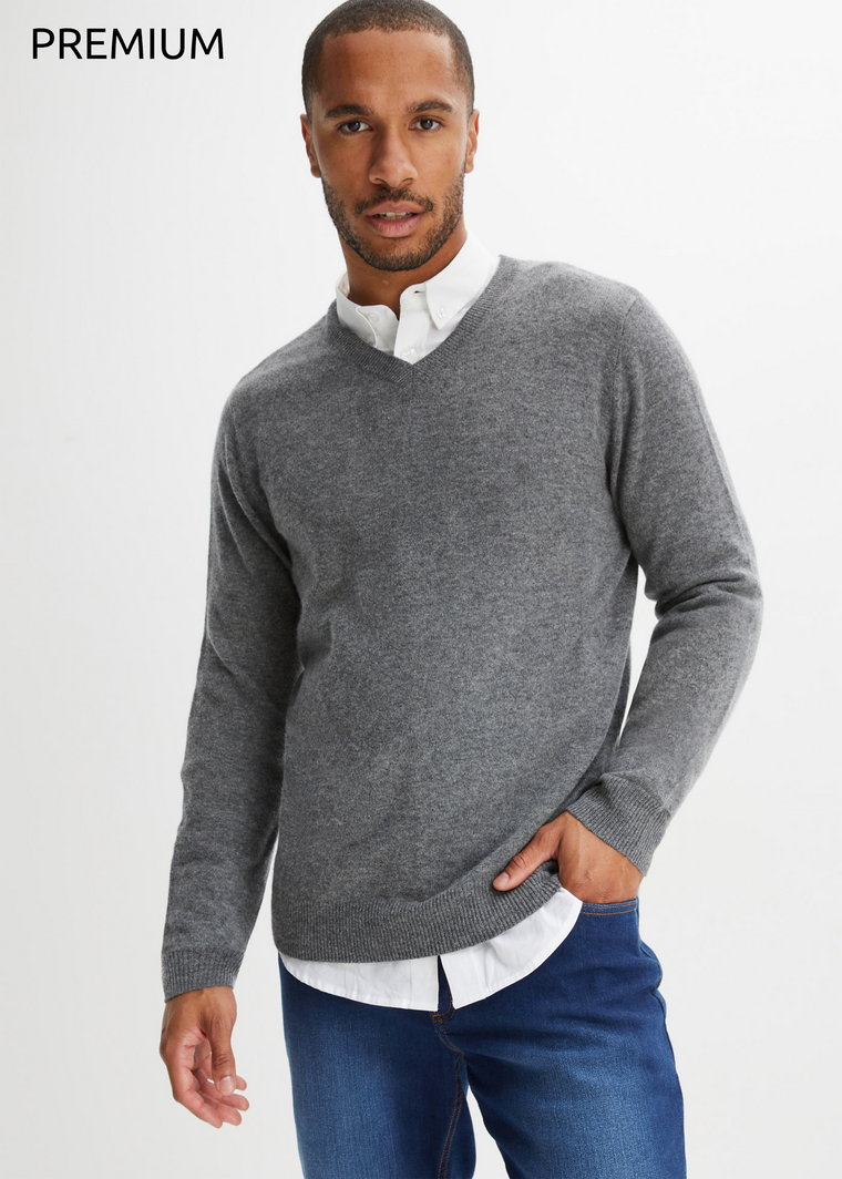 Sweter z wełny z domieszką materiału Good Cashmere Standard, z dekoltem w serek