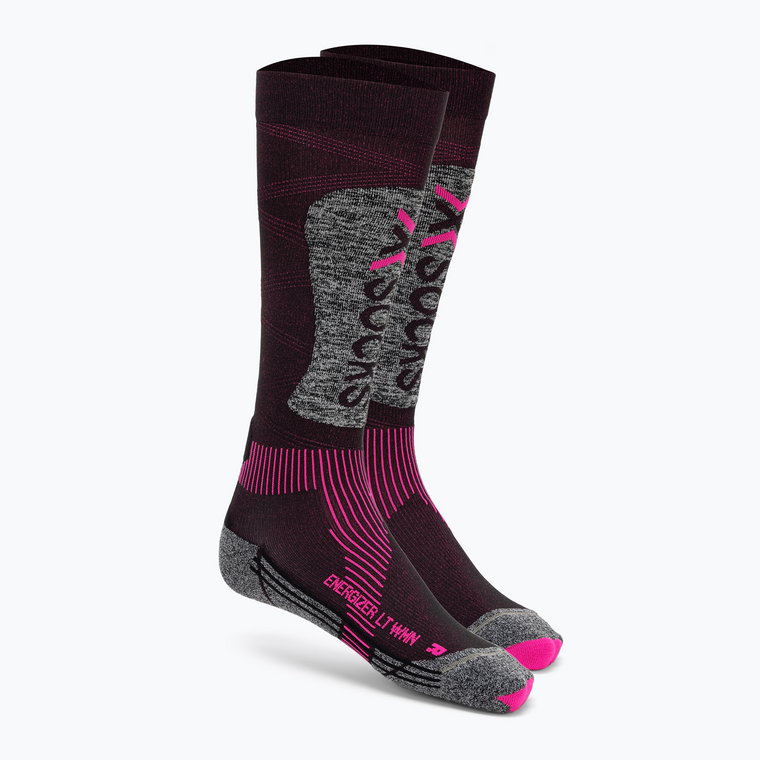 Skarpety narciarskie damskie X-Socks Ski Energizer Lt 4.0 black/fluopink/stonegrey melange