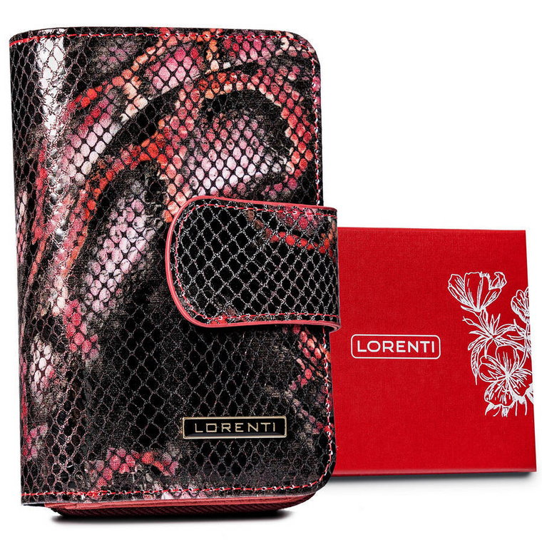 Skórzany portfel na karty z wężowym wzorem  Lorenti