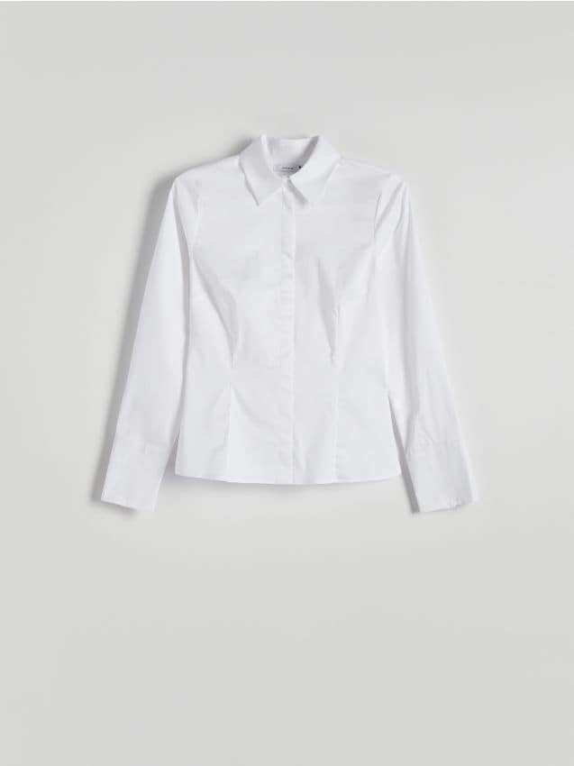 Reserved - Koszula z bawełną - biały