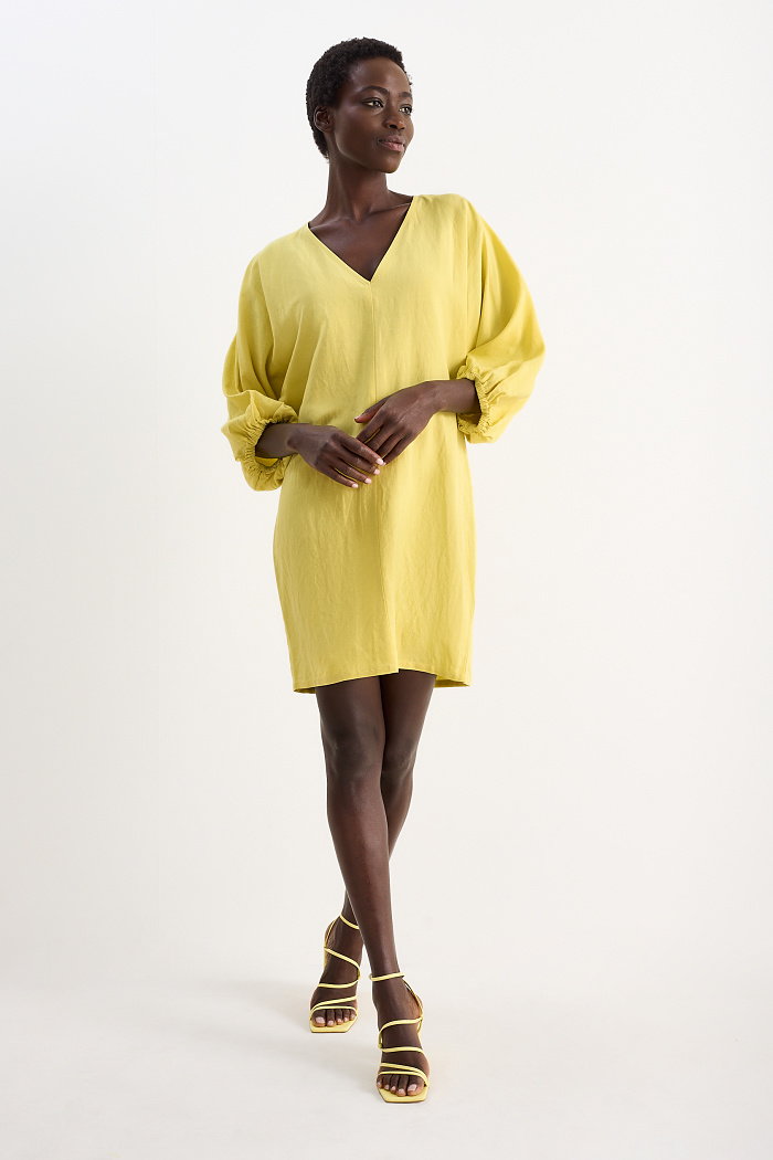 C&A Sukienka z dekoltem w szpic, żółty, Rozmiar: 36