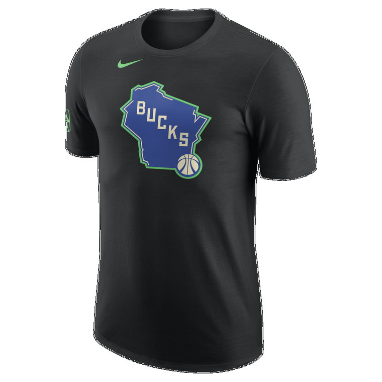 T-shirt męski Nike NBA Milwaukee Bucks City Edition - Czerń