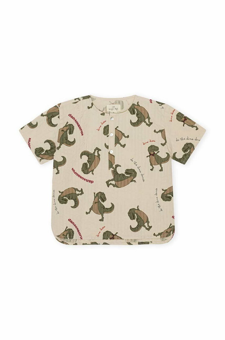 Konges Sløjd t-shirt piżamowy dziecięcy kolor beżowy gładka