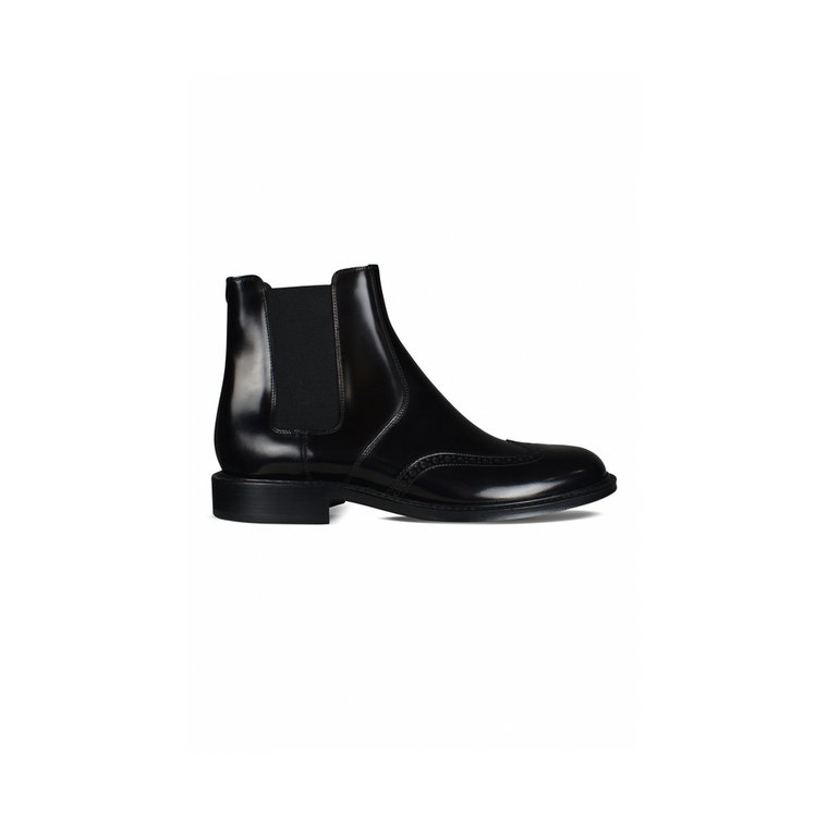 Army Chelsea Boots, Czarne Skóra, Perforacje Richelieus Saint Laurent