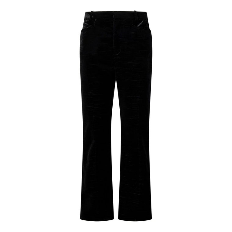Czarne Welurowe Szerokie Spodnie Tom Ford