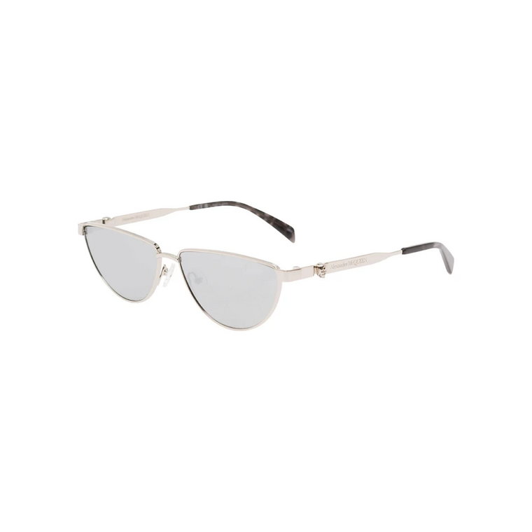 Szare okulary przeciwsłoneczne z metalową oprawką Alexander McQueen