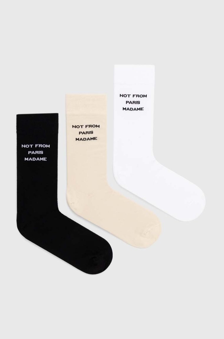 Drôle de Monsieur skarpetki bawełniane Le Pack de Chaussettes Slogan 3-pack PERM-SK101-CO024-MC