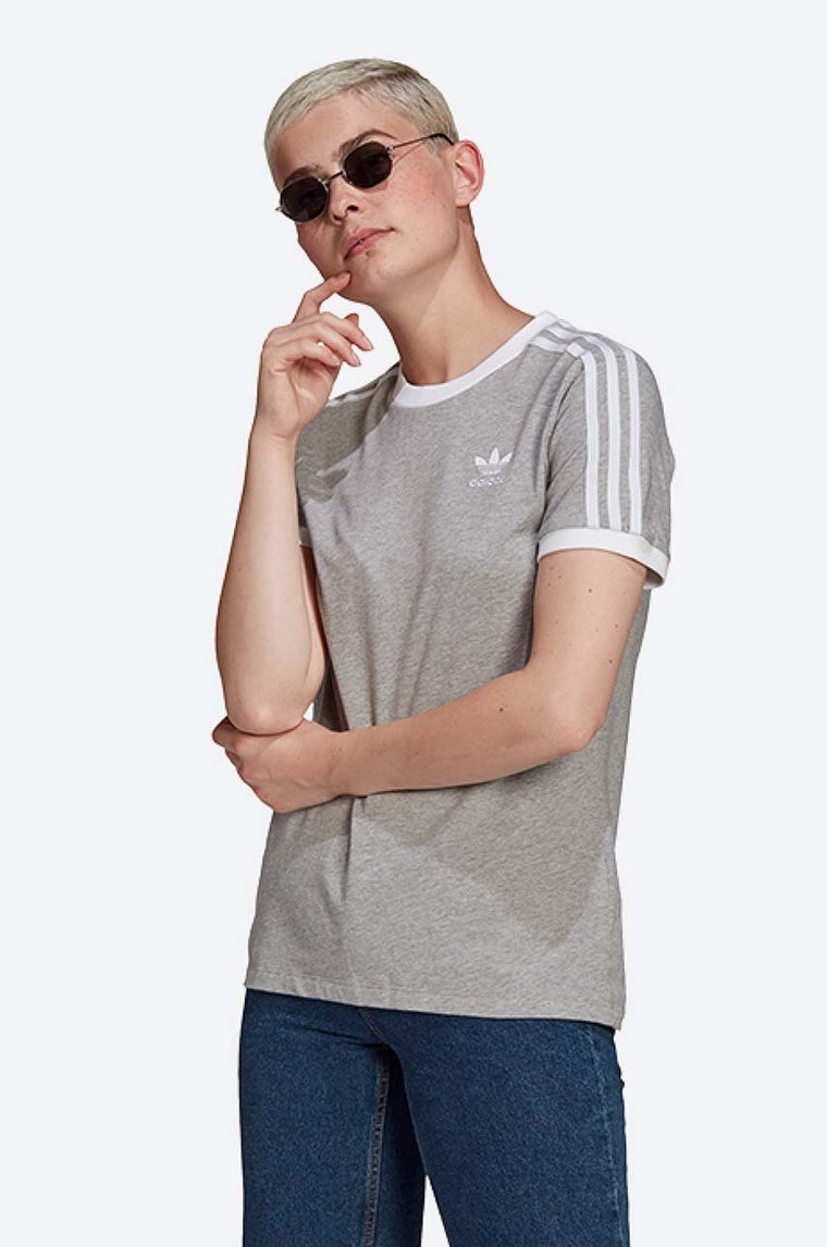 adidas Originals t-shirt bawełniany adicolor Classics 3-Stripes kolor szary z aplikacją GN2909-SZARY