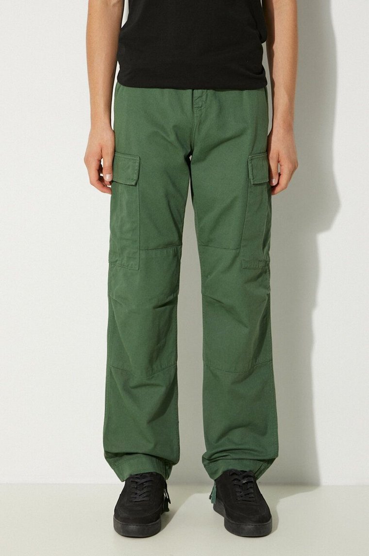 Carhartt WIP spodnie bawełniane Regular Cargo Pant kolor zielony proste I030475.29NGD