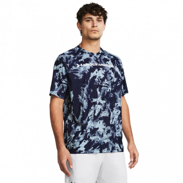 Męska koszulka treningowa Under Armour UA Tech Abc Camo Ss - granatowa