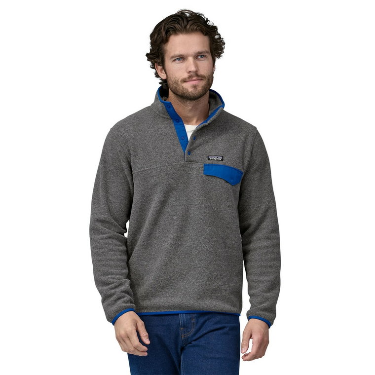 Męska bluza polarowa Patagonia Lightweight Synchilla Snap-T Pullover nickel w/passage blue - M