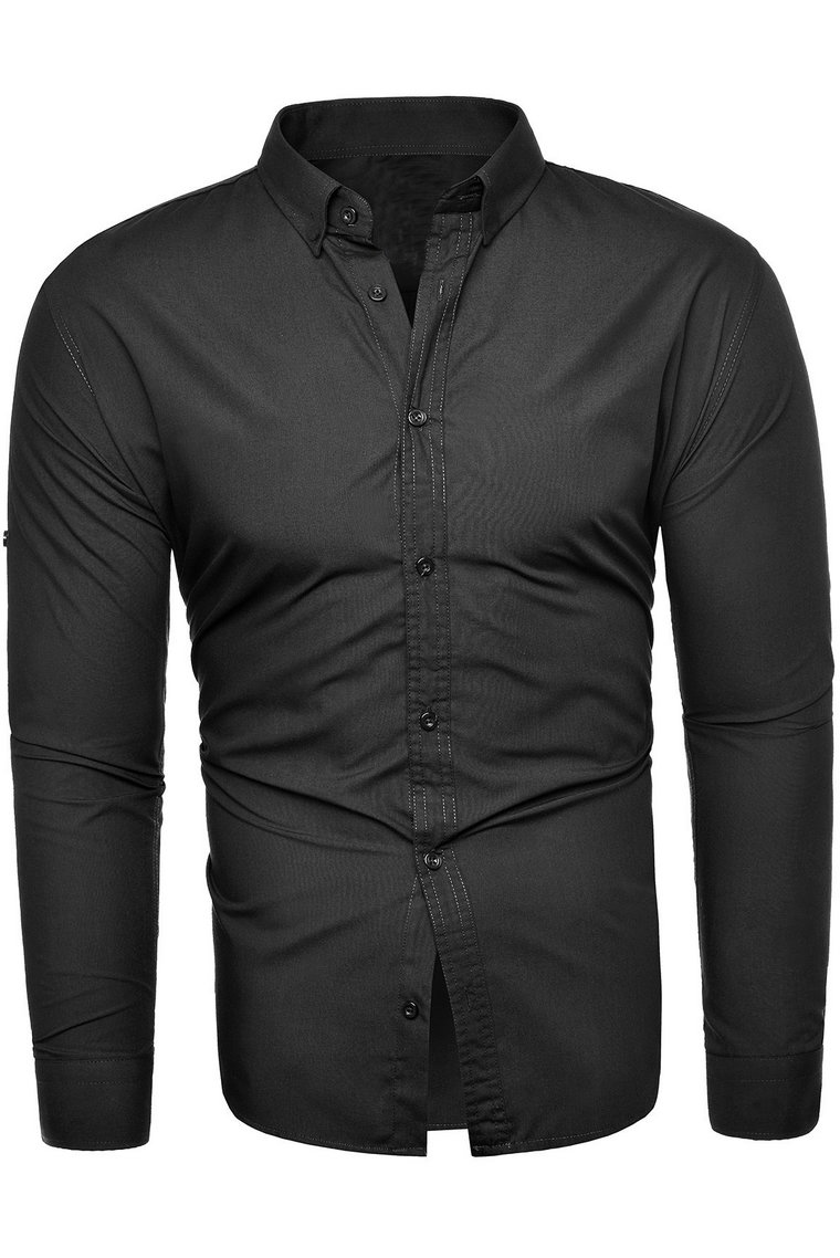 Koszula męska długi rękaw rl54 - czarna
