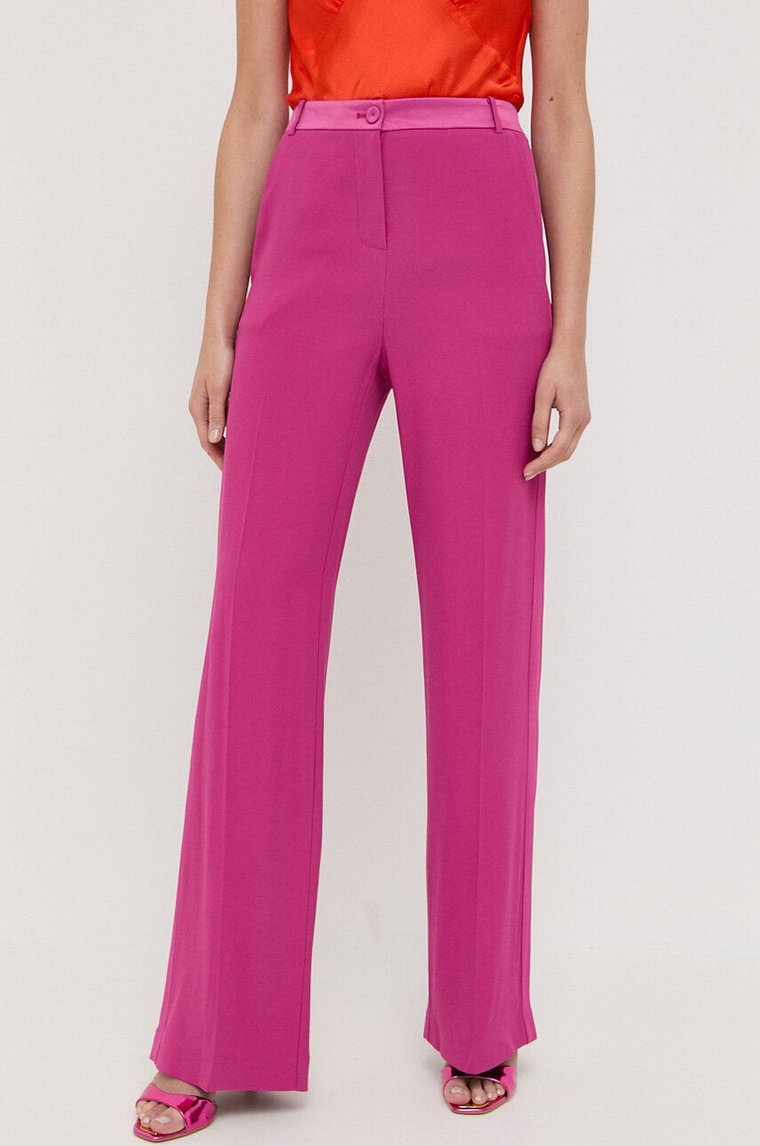 Patrizia Pepe spodnie damskie kolor różowy proste high waist