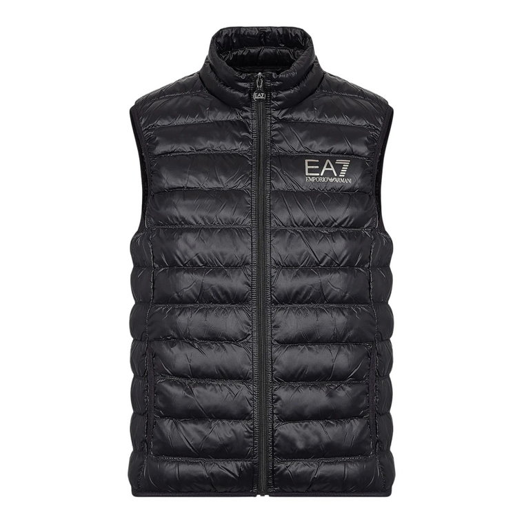 Czarny Gilet z Logo Srebrnym Emporio Armani EA7