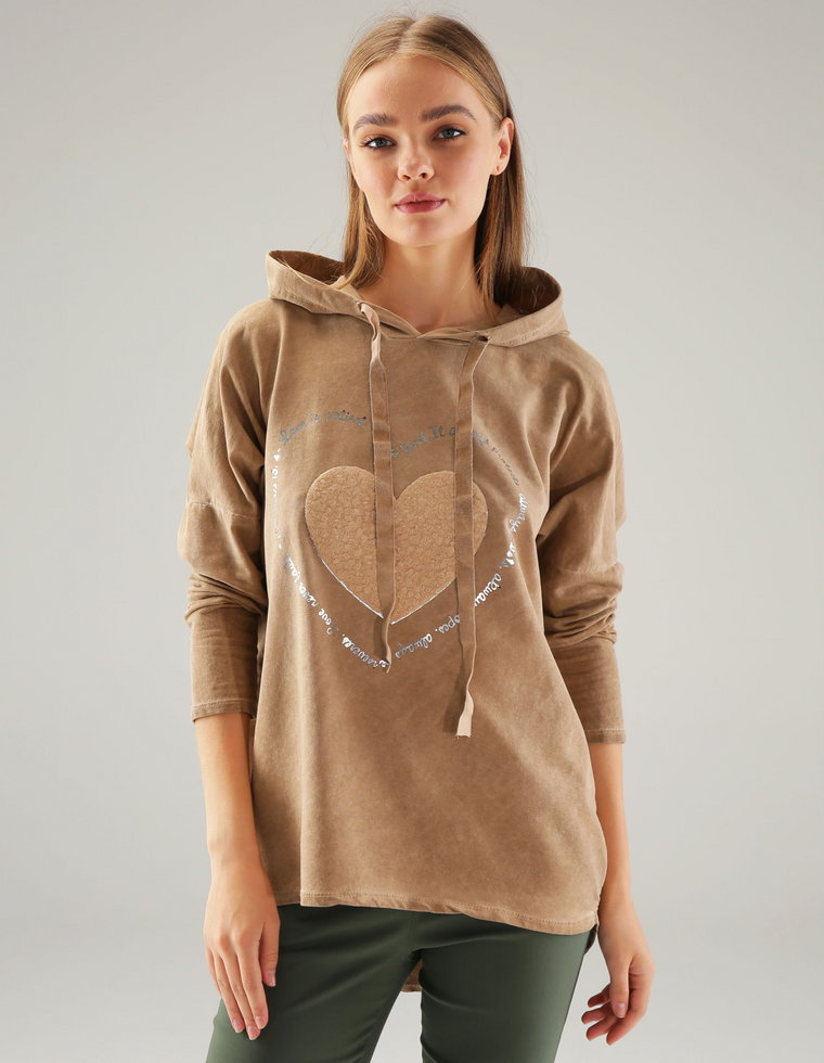 BLUZA Z KAPTUREM 147-D3162A CAMEL