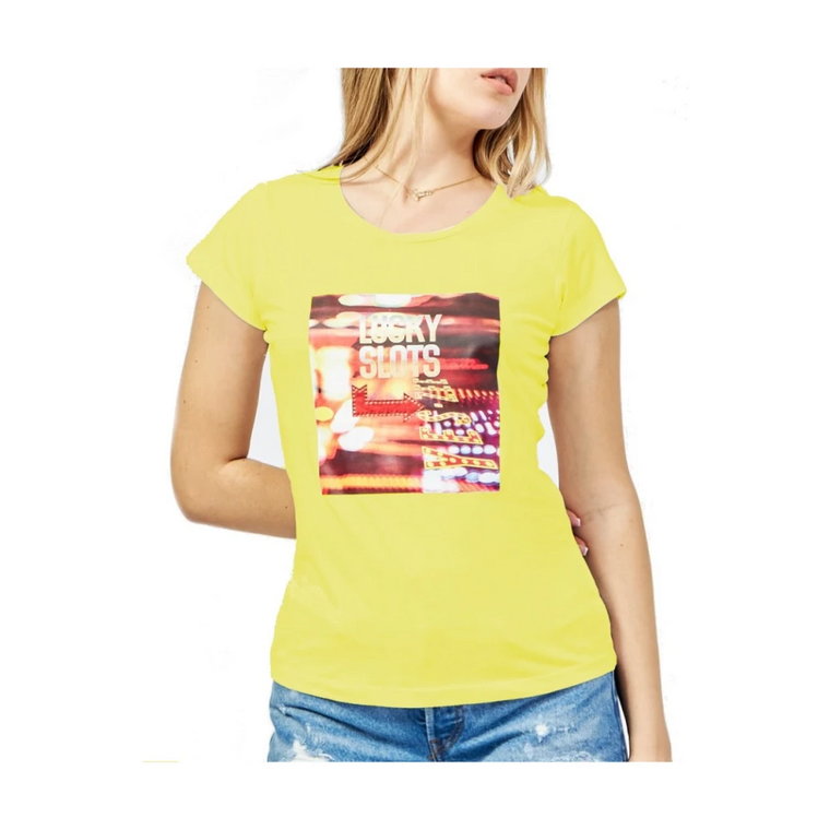 Bawełniana T-shirt z Okrągłym Dekoltem i Nadrukiem YES ZEE