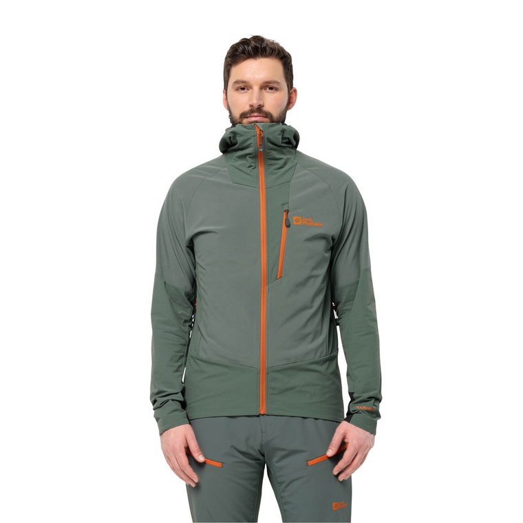 Męska kurtka softshellowa Jack Wolfskin ALPSPITZE HOODY M hedge green - S