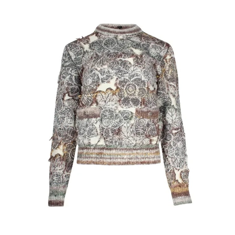 Sweter z wełny w kwiatowy wzór Chanel Vintage