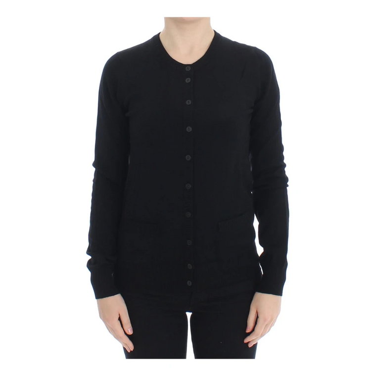 Black Wool Button Cardigan Sweater Top Dolce & Gabbana