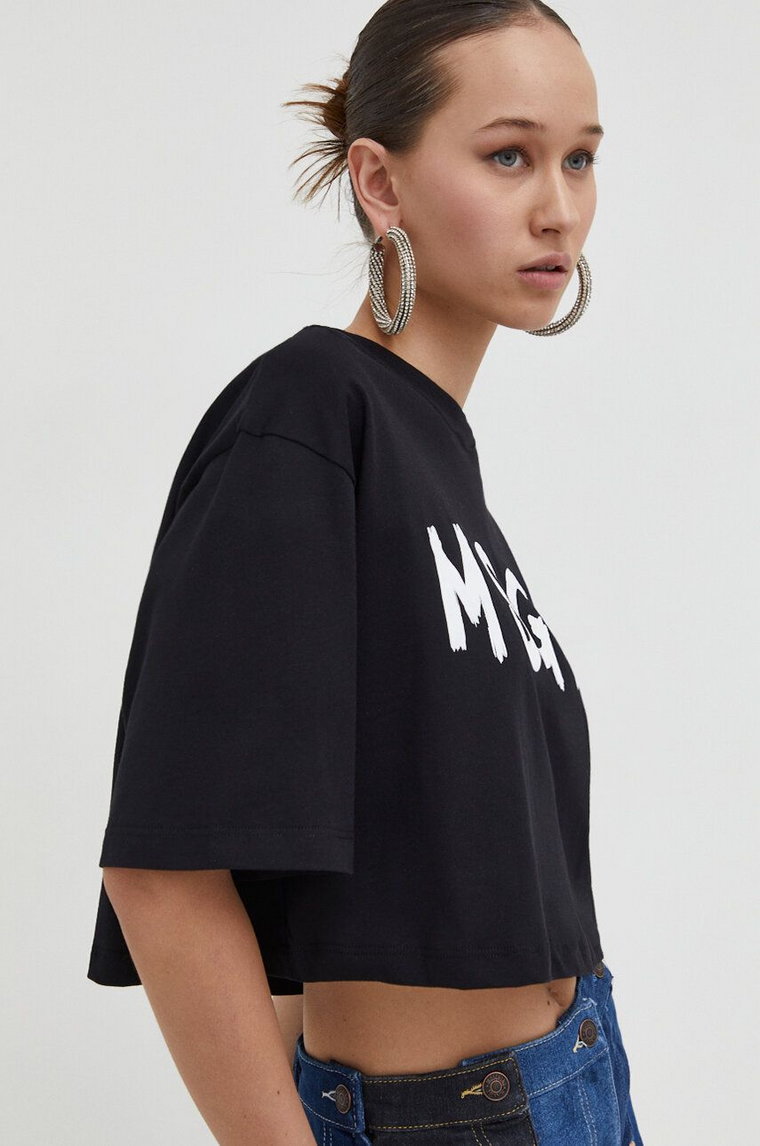 MSGM t-shirt bawełniany damski kolor czarny