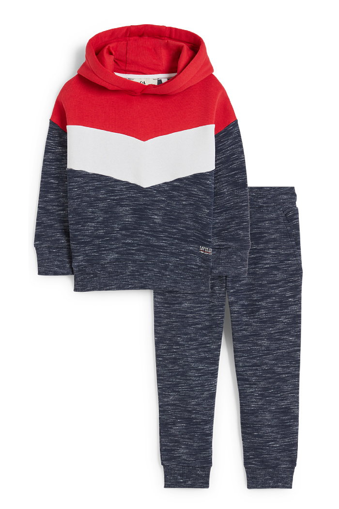 C&A Komplet-bluza z kapturem i spodnie dresowe-2 części, Czerwony, Rozmiar: 98