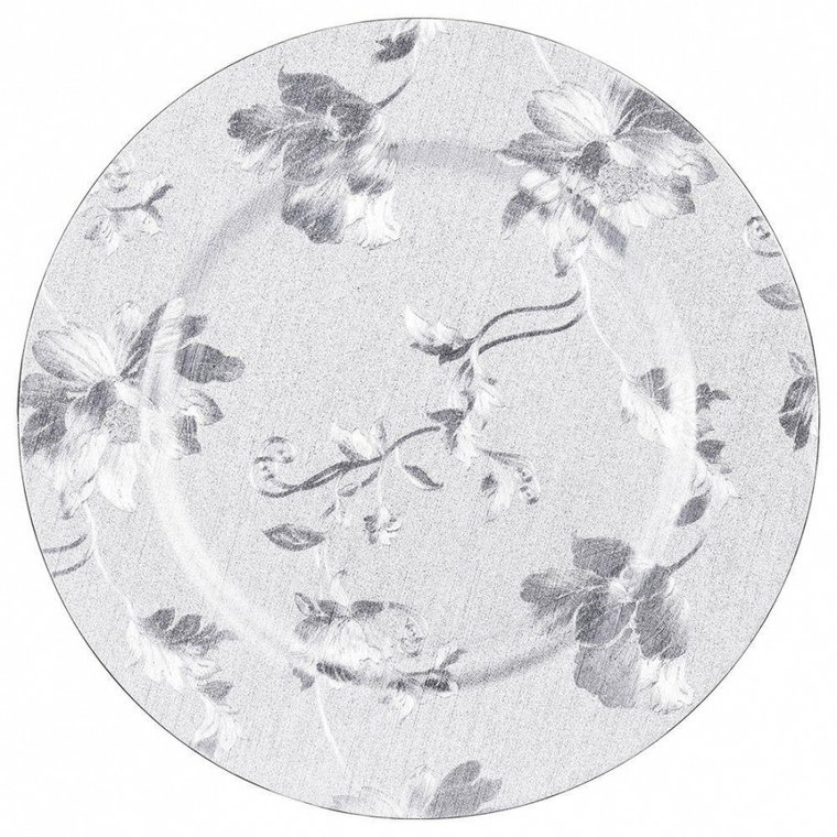 Podtalerz dekoracyjny / podkładka pod talerz srebrna kwiaty 33 cm kod: O-139216-S
