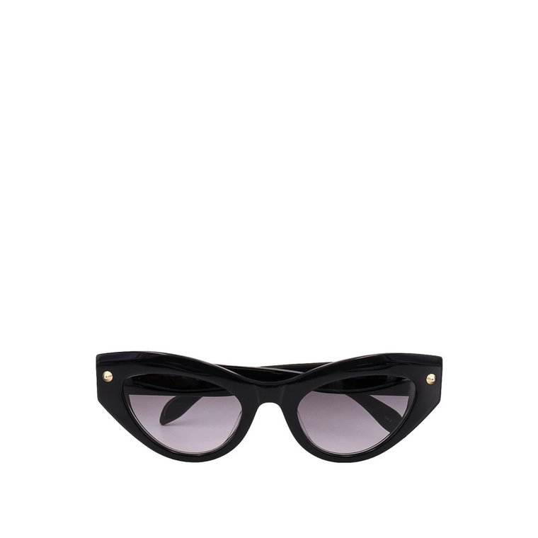 Czarne Okulary Przeciwsłoneczne w Stylu Cat-Eye z Wygrawerowanym Logo Alexander McQueen