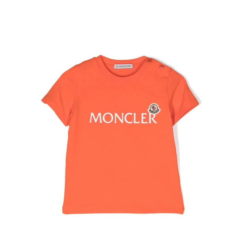 Dziecięcy Pomarańczowy T-shirt z Gumowym Logo Moncler