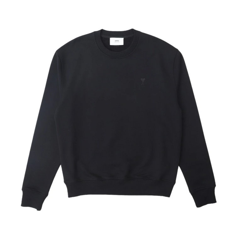 Czarny sweter z organicznej bawełny z tonalnym haftem Ami Paris