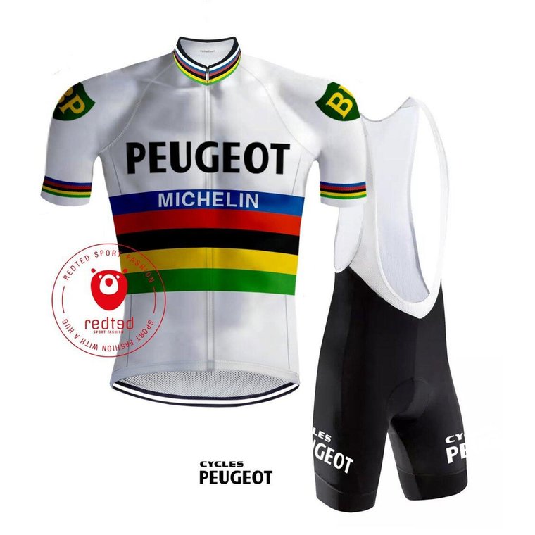 Camisola de ciclismo retro Peugeot Arco-íris - REDTED