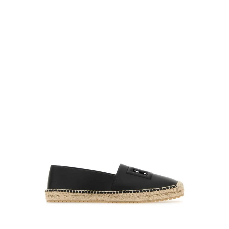 Stylowe czarne skórzane espadryle Dolce & Gabbana