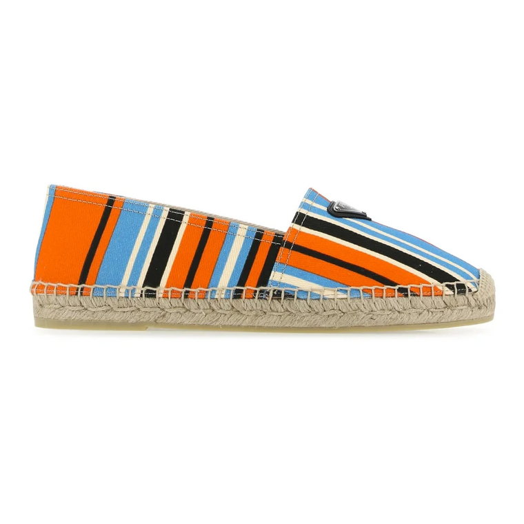 Espadryle z Logo na Kanwie Prada