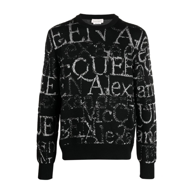 Czarny Sweter z Logo i Nitką Metaliczną Alexander McQueen