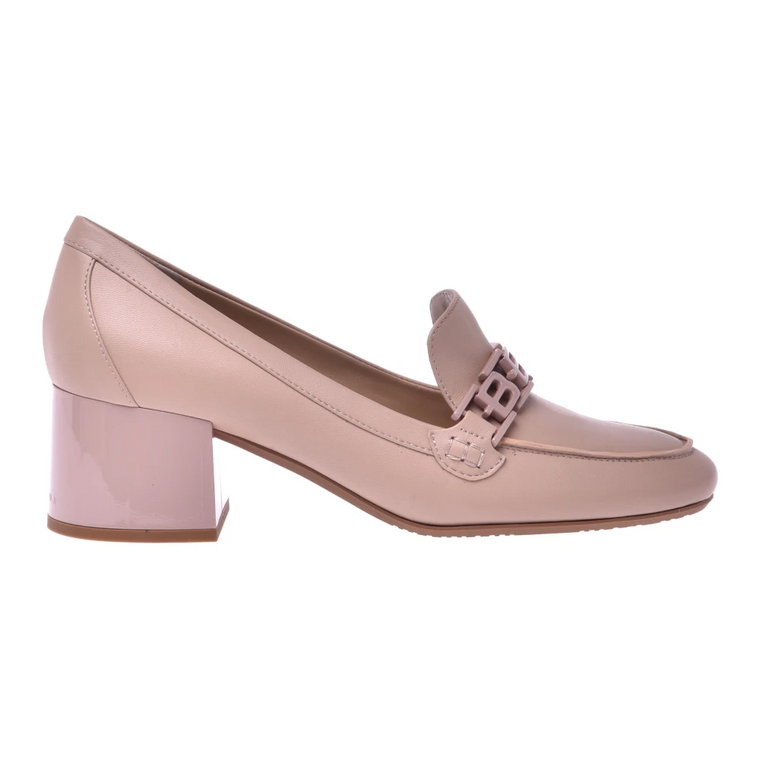 White calfskin leather loafers with heel Baldinini