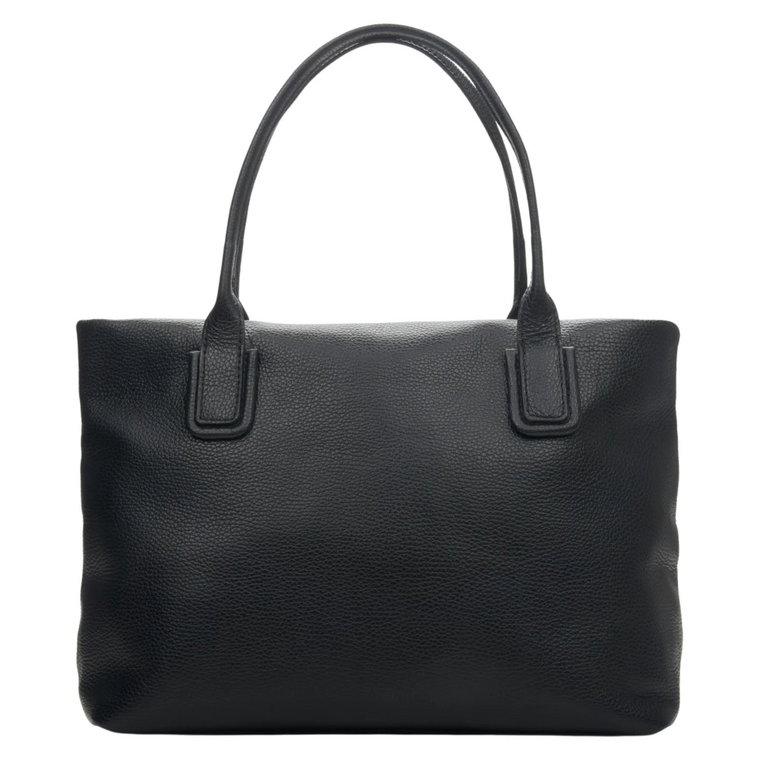 Women's Black Shopper Bag made of Genuine Italian Leather Estro Er00114120 Estro