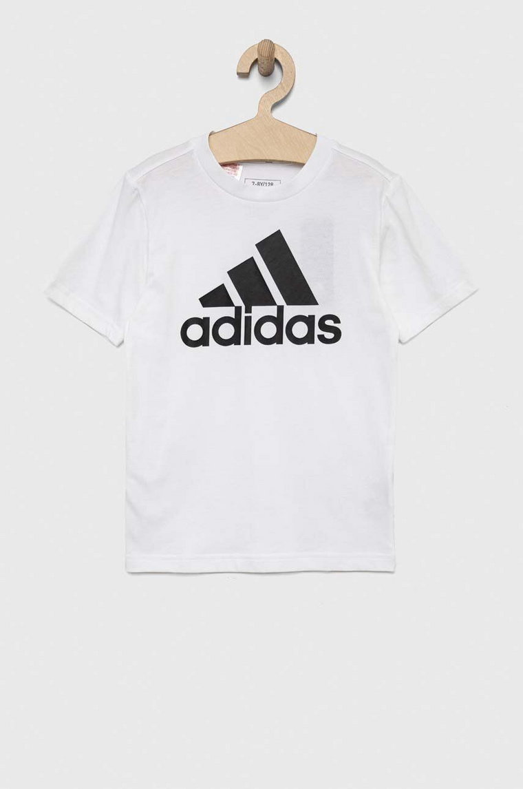 adidas t-shirt bawełniany dziecięcy U BL kolor biały z nadrukiem