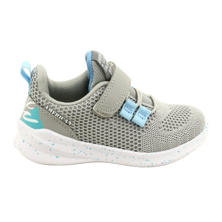 Buty sportowe na rzepy American Club RD13/22 Grey niebieskie szare