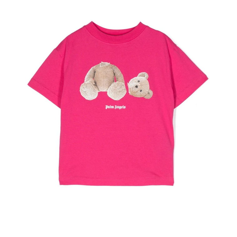 Koszulka z nadrukiem niedźwiedzia S/S w kolorze fuksji Palm Angels