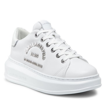Sneakersy KARL LAGERFELD - KL62539 White Lthr W/Silver