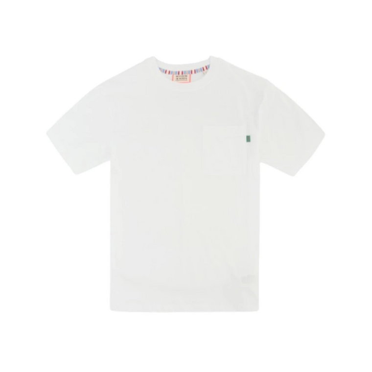 Biała koszulka z krótkim rękawem i unikalnym wzorem na plecach Scotch & Soda