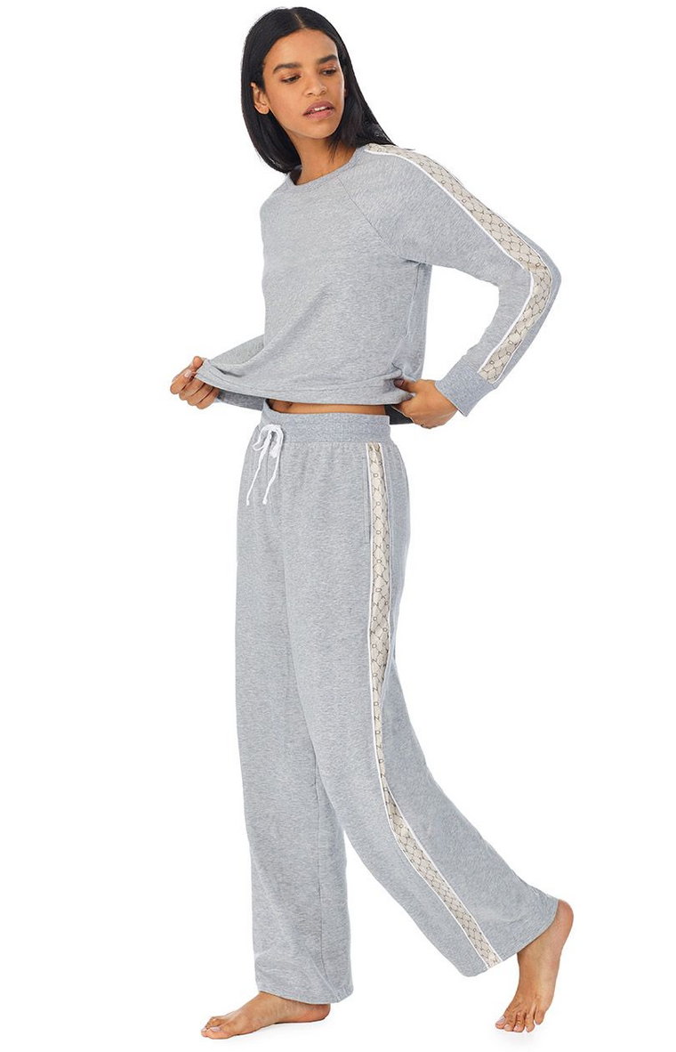 DKNY bawełniana piżama damska/dres z długimi rękawami i długimi spodniami YI2922592, Kolor szary, Rozmiar L, DKNY