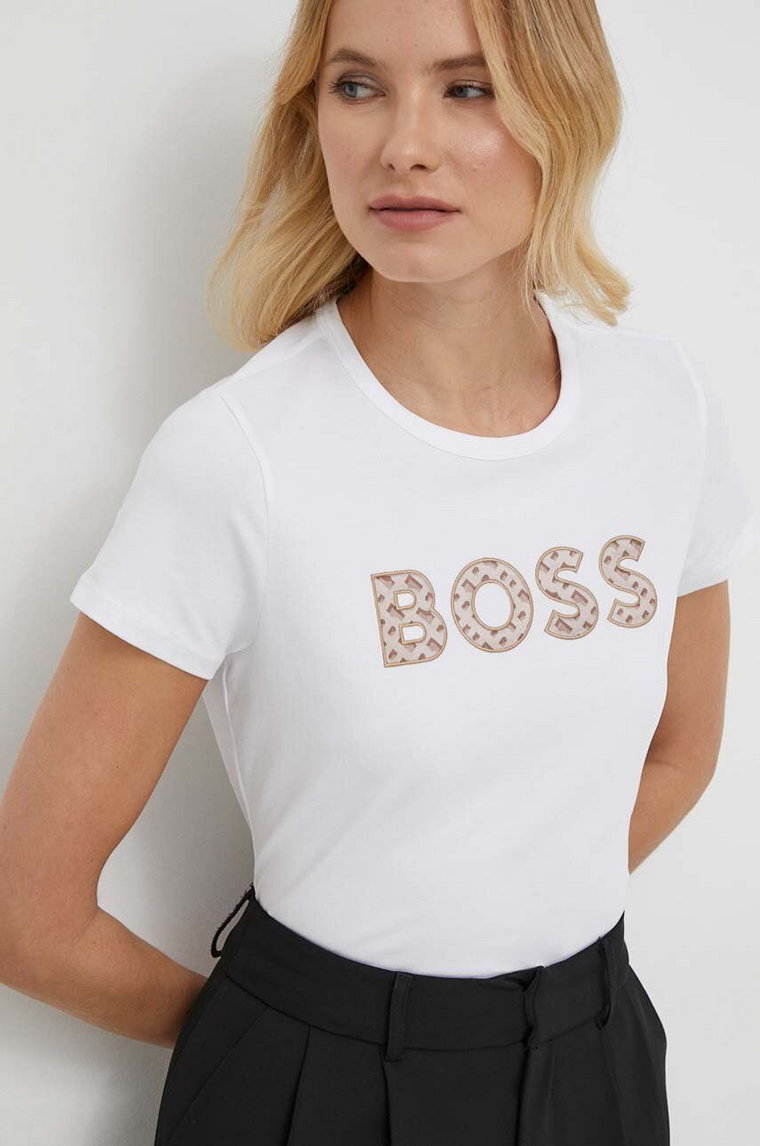 BOSS t-shirt damski kolor biały