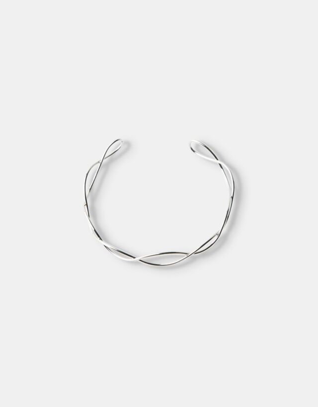 Bershka Falisty Naszyjnik Choker Kobieta Srebrny