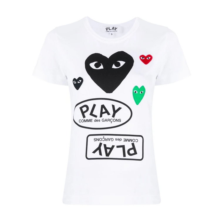 Biała koszulka z sercem i logo Comme des Garçons Play