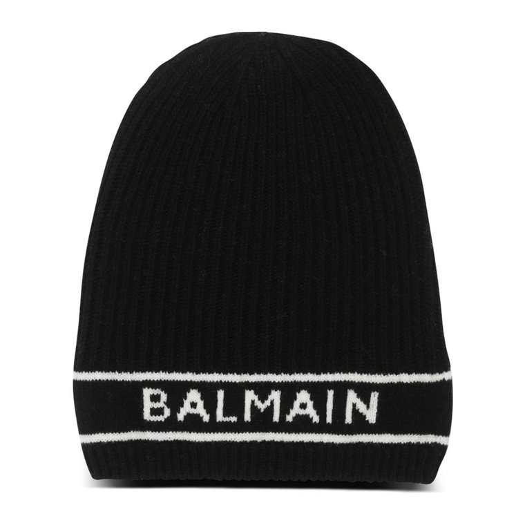 WeÅniana czapka z haftowanym logo Balmain