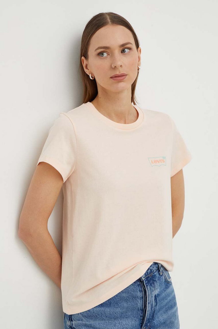 Levi's t-shirt bawełniany damski kolor pomarańczowy