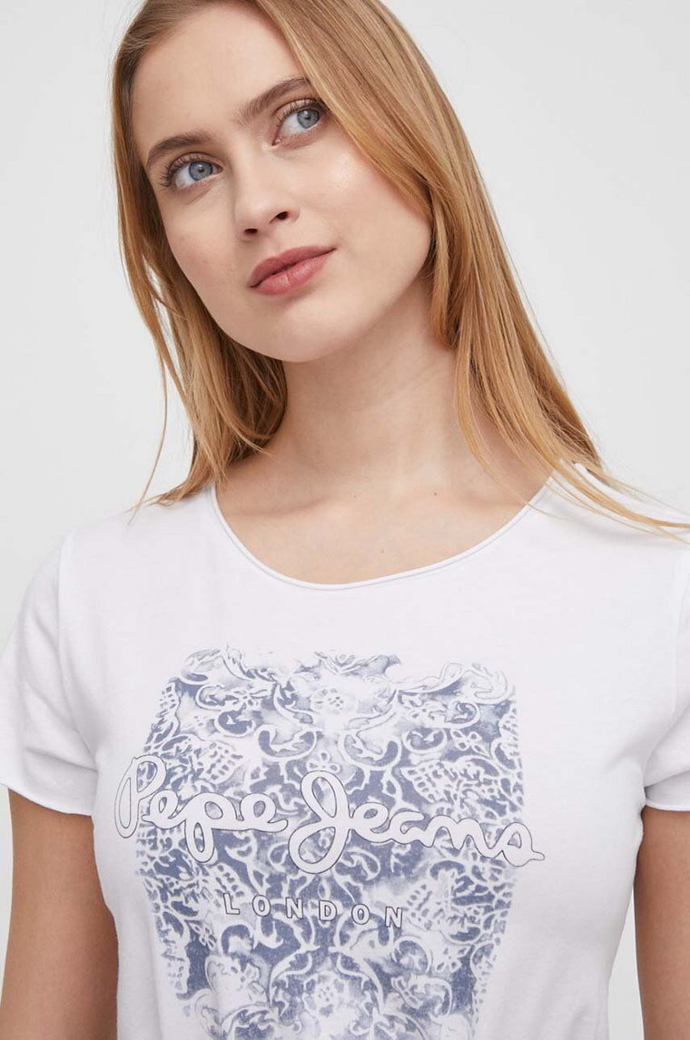 Pepe Jeans t-shirt bawełniany JURY damski kolor biały PL505829