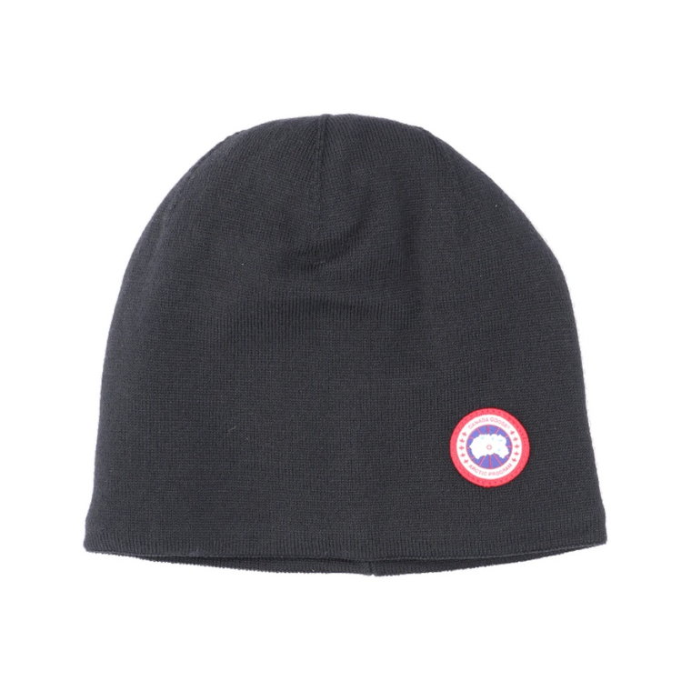 Czarna Wełniana Beretka z Logo Canada Goose